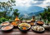 Nepal, Himalayaların eteklerinde yer alan ve zengin kültürel çeşitliliğe sahip bir ülkedir. Bu konum, Nepal mutfağının hem Asya hem de Tibet etkilerini bir araya getirmesine olanak tanımıştır. Pirinç ve baklagillerin temel besin maddesi olduğu bu mutfakta, baharatların ustaca kullanımı yemeklerin karakterini belirler. Nepal yemekleri, hem lezzet hem de görsellik açısından öne çıkarak kültürel bir deneyim sunar. Konulu bir haber görseli.
